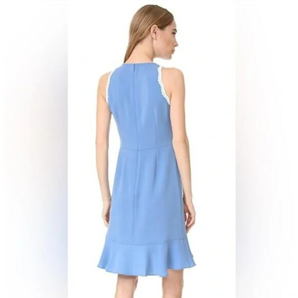 New Shoshanna Grove Blue Ruffle Dress Sleeveless Mini Women's Size 4 - Picture 3 of 12